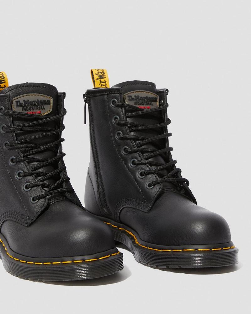 Dr Martens Maple Zip Newark Steel Neus Werklaarzen Dames Zwart | NL 398TCE